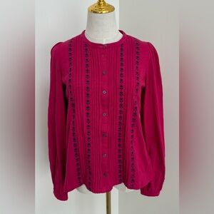 NWT Boden Fuschia Pink Top with embroidered flowers Size 8 (Medium)